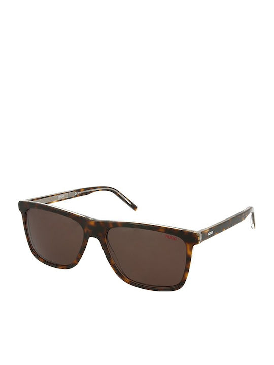 Hugo Boss Men's Sunglasses with Brown Tartaruga Acetate Frame and Black Lenses HG 1003/S KRZ/70