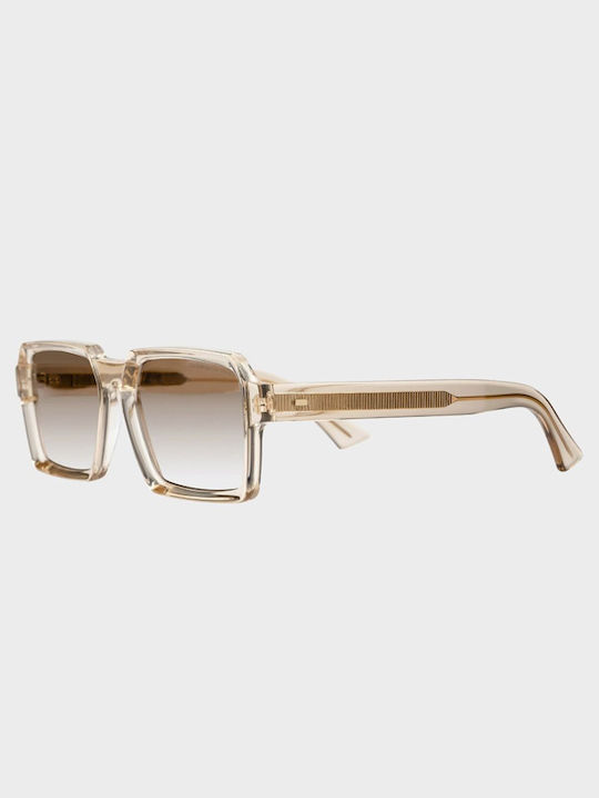 Unisex Sonnenbrille mit Beige Kunststoff Gestell und Gray Verlaufsfarbe Linse