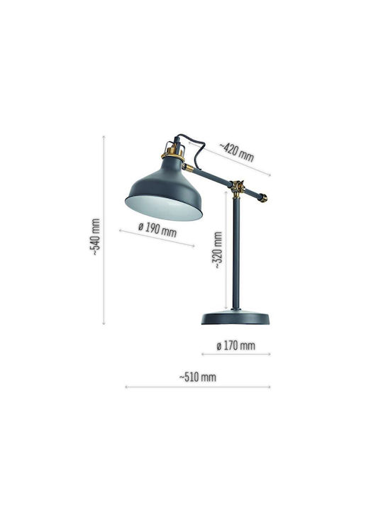 Emos Harry Office Lamp with Foldable Arm in Gray Color