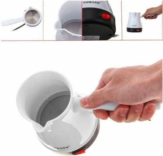 Sokany SK-205 Ηλεκτρικό Μπρίκι 600W με Χωρητικότητα 500ml Λευκό