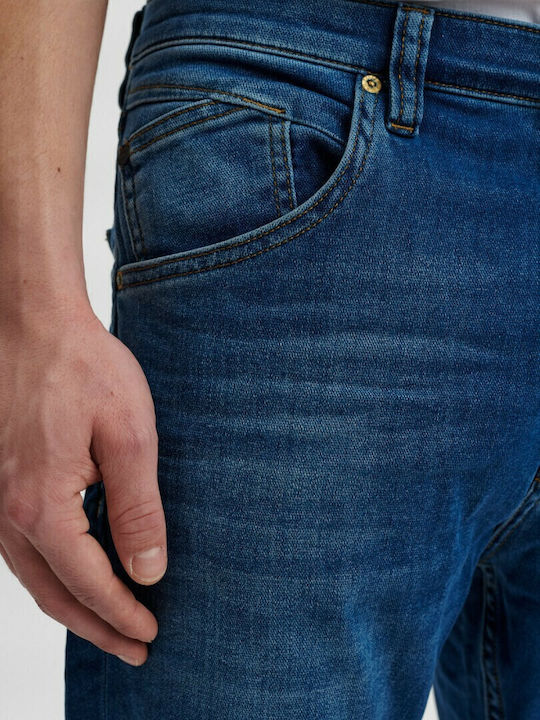 Alex Ανδρικό Παντελόνι Τζιν Ελαστικό με Relaxed Tapered Εφαρμογή Μπλε