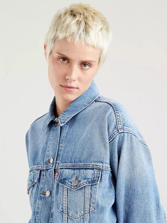 Kurz Damen Jeansjacke Hellblau