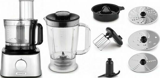 Kenwood Multipro Compact Multifunctional Food Processor 800W with Pot 2.1lt and Jug Blender Silver