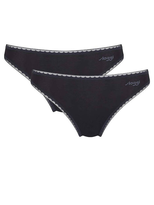 Go H Tai Βαμβακερά Γυναικεία Slip 2Pack Μαύρο