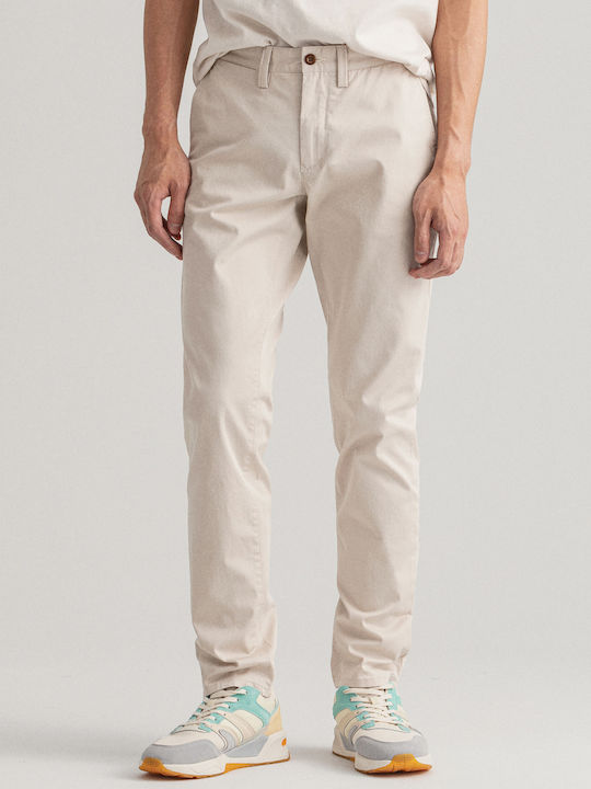Hallden Trousers Chino Elastic in Slim Fit Beige
