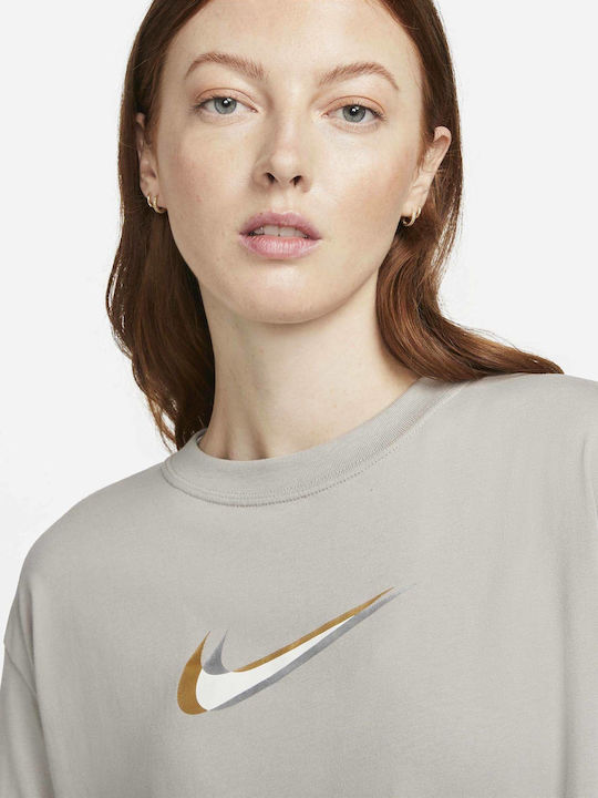 Sportswear Mini Αθλητικό Φόρεμα Μακρυμάνικο Μπεζ