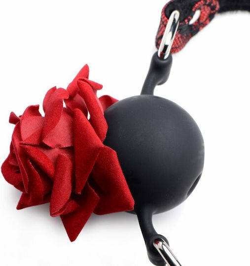 XR Master Series Full Bloom Φίμωτρο Silicone Ball Gag with Rose Red/Black