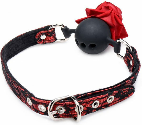 XR Master Series Full Bloom Φίμωτρο Silicone Ball Gag with Rose Red/Black
