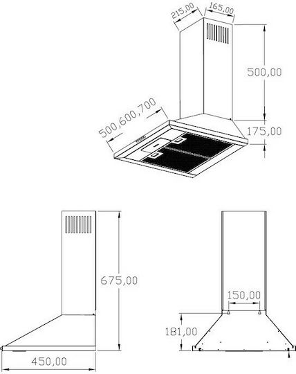 Karag Απορροφητήρας Καμινάδα 90cm Inox