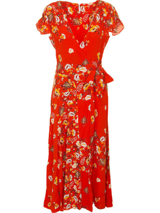 Sommer Maxi Kleid Wickel Rot