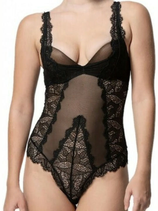 Orchidea Frauen Bodysuit mit Spitze & Transparenz Black