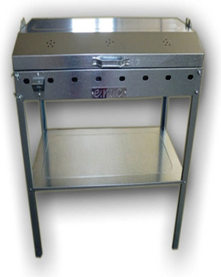 Pitsilos Galvanized Charcoal Grill with Lid 55cmx40cm