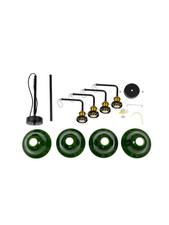 GloboStar Nostalgia Pendant Light Green Bell for 4 Bulbs E27 56x43x90cm