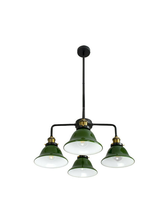 GloboStar Nostalgia Pendant Light Green Bell for 4 Bulbs E27 56x43x90cm