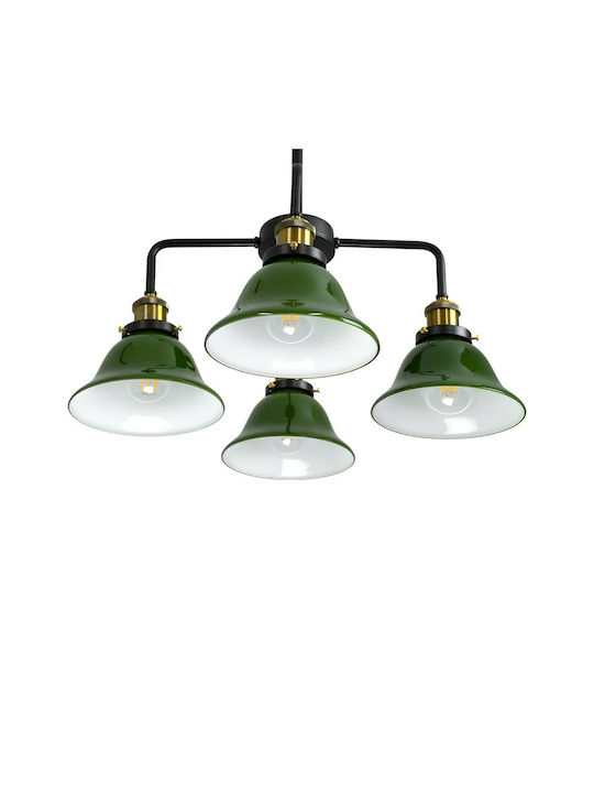 GloboStar Nostalgia Pendant Light Green Bell for 4 Bulbs E27 56x43x90cm