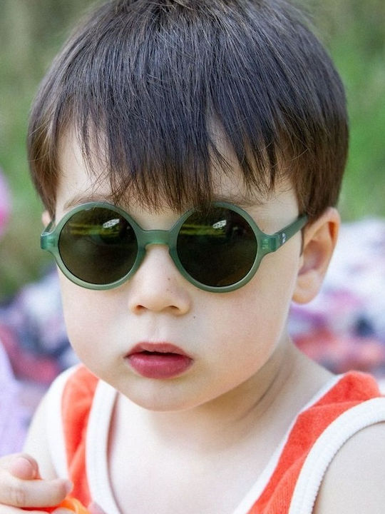 KiETLA Woam Round Kids Sunglasses Bottle Green For 4-6 Years