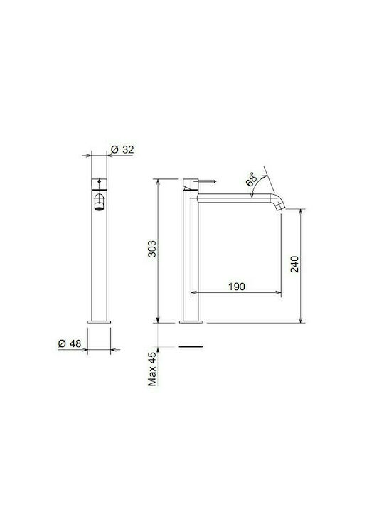 La Torre Elle Mixing Inox Tall Sink Faucet Silver