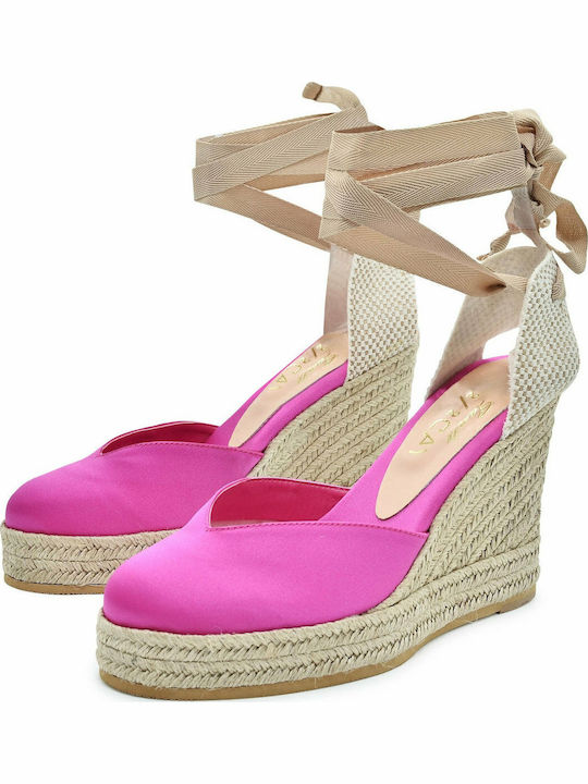 Damenplattformen im Espadrilles-Stil Fuchsie