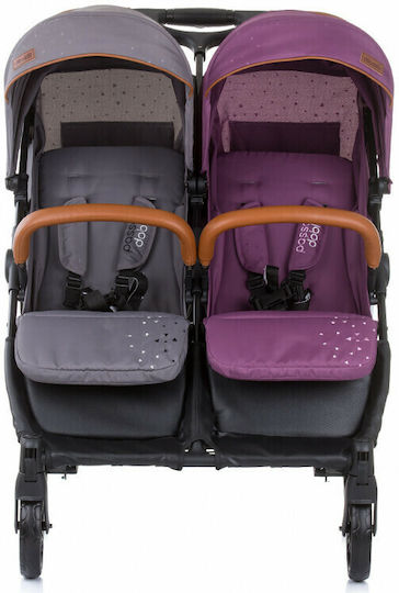 Chipolino Passo Double Stroller Suitable for Newborn Lilac Platinum