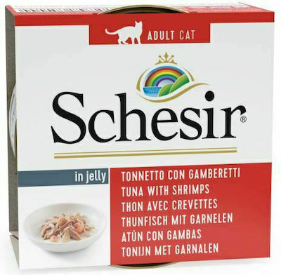 Schesir Nature for Cat Wet Food for Adult Cats In Can with Shrimps / Tuna In Jelly Ζελέ 1pc 85gr