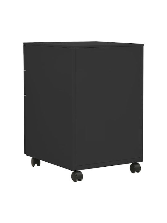 Office Storage Metal Drawer with Wheels, Lock & 3 Drawers Charcoal L39xW45xH60cm
