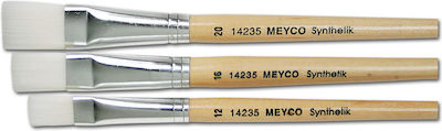 Meyco Plaque Paint Brush Set Σετ Πινέλα Πλακέ Συνθετικά Νο 12/16/18 No12 / No16 / No18 3pcs