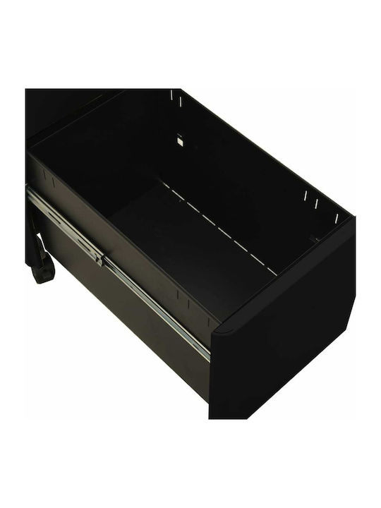 Office Storage Metal Drawer with Wheels, Lock & 3 Drawers Black Velvet-Black Metal L30xW45xH59cm