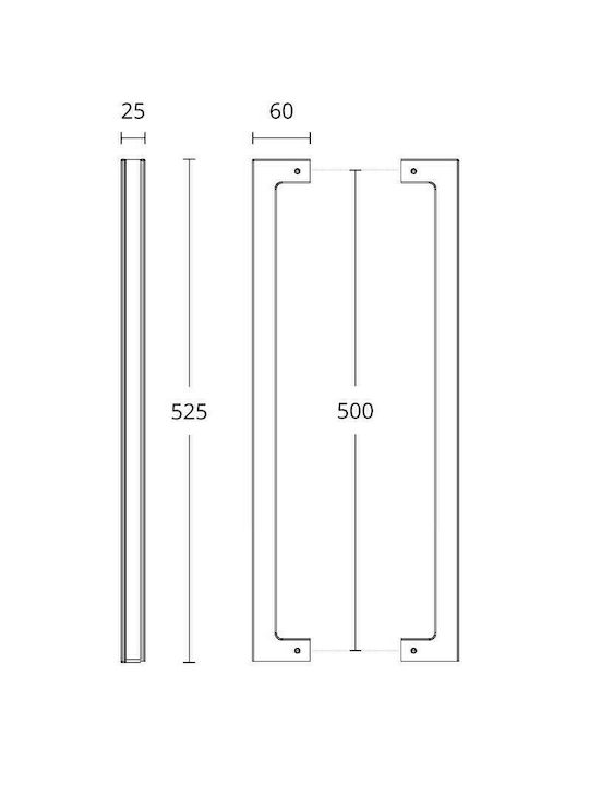 Front door handle Convex 1311 Chrome - Matt White Overall length 525mm Single