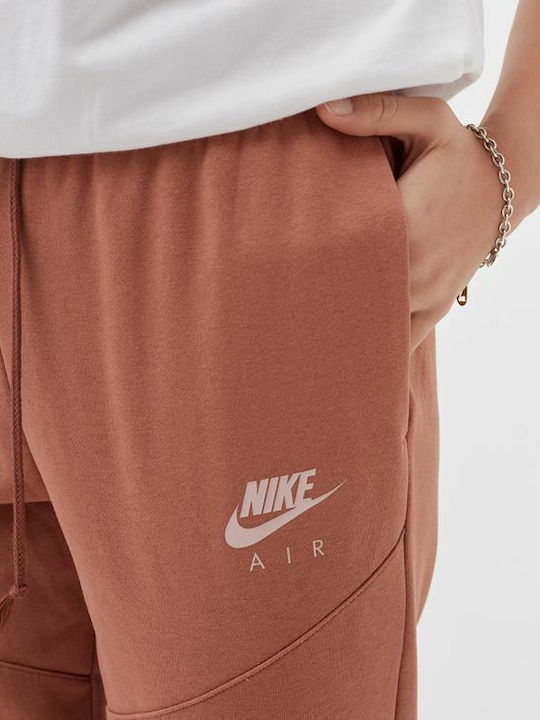 Air Ψηλόμεσο Παντελόνι Φόρμας με Λάστιχο Fleece Mineral Clay/Red Bark/Pink Oxford