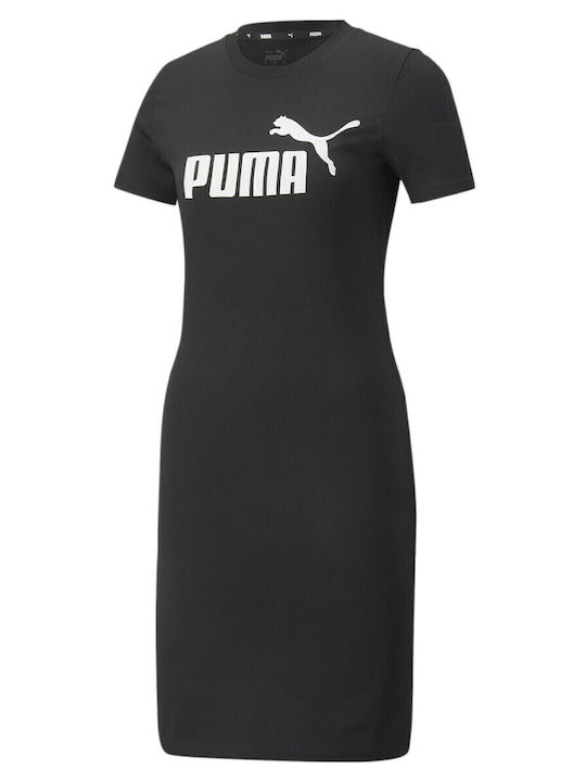 Καλοκαιρινό Mini Αθλητικό Φόρεμα T-shirt Κοντομάνικο Μαύρο