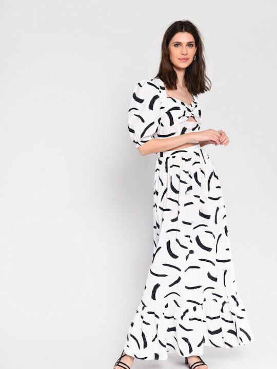 High-waisted Maxi Skirt White