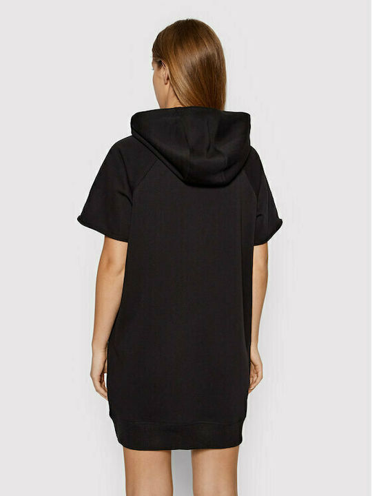 DKNY Καλοκαιρινό Mini Φόρεμα με Κουκούλα Μαύρο