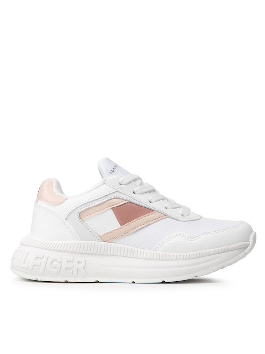 Tommy Hilfiger Παιδικά Sneakers Sneaker M White Pink για Κορίτσι Λευκά