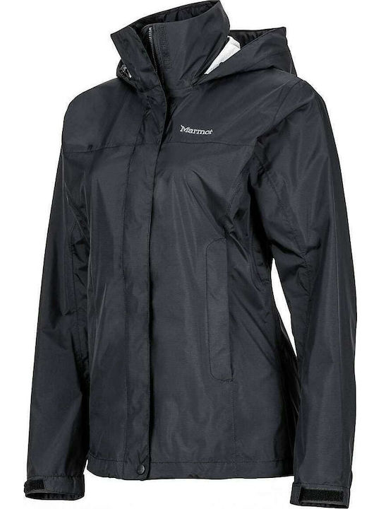 Precip Women's for Hiking Short Sports Jacket Windproof for Winter with Hood Black