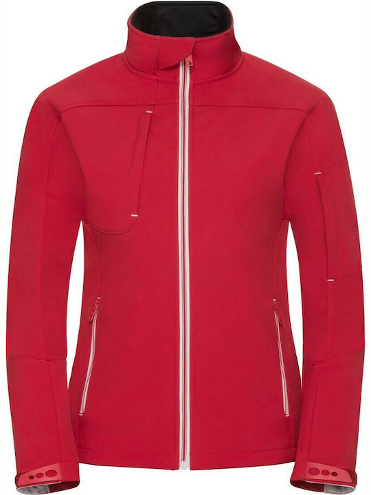 Bionic R-410F-0 Women's Short Sports Softshell Jacket Waterproof and Windproof for Winter Red