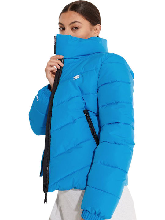 Women's Short Puffer Jacket for Winter Turquoise