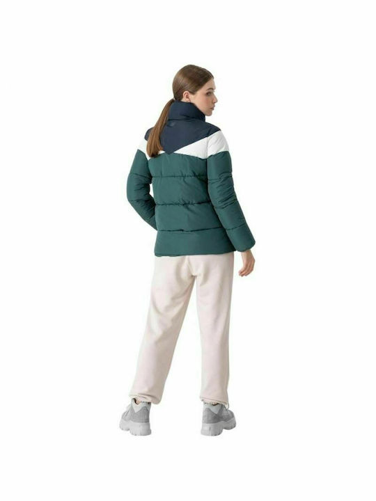 4F Kurz Damen Puffer Jacke für Winter Grün