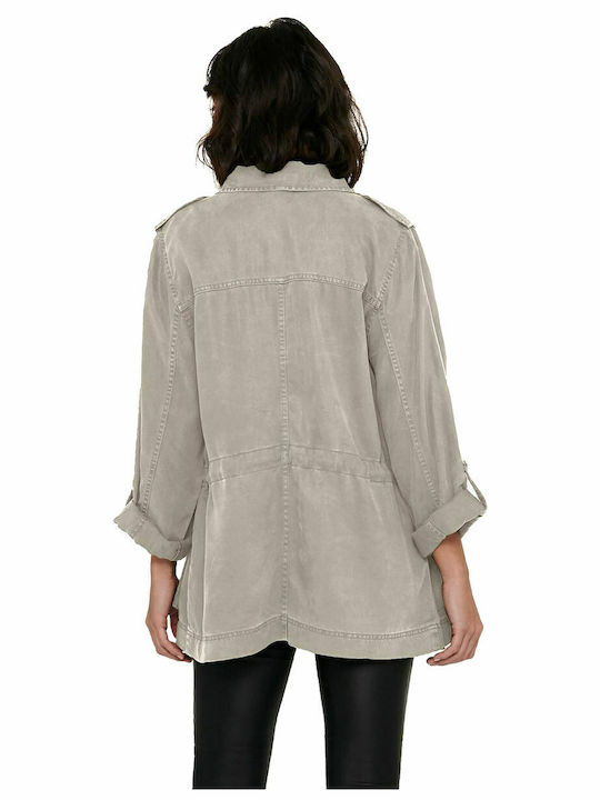 Only Women's Short Lifestyle Jacket for Spring or Autumn Light Grey