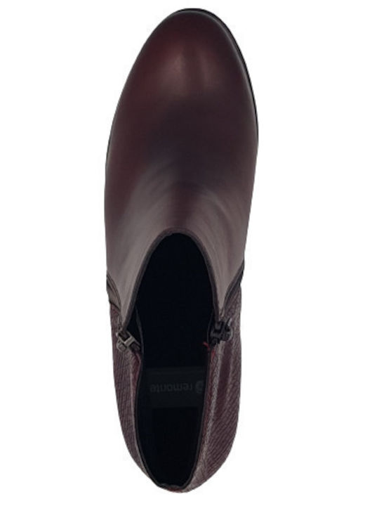 Leder Stiefeletten Damen Burgundisch