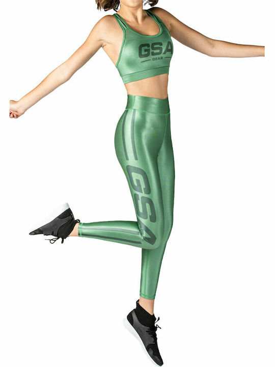 Hydro+Glow Type B 17-2003 Training Women's Cropped Shiny High Waist Leggings Pale Green