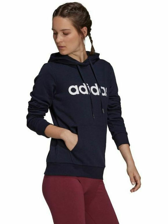 Essentials Μακρύ Γυναικείο Φούτερ με Κουκούλα Navy Μπλε