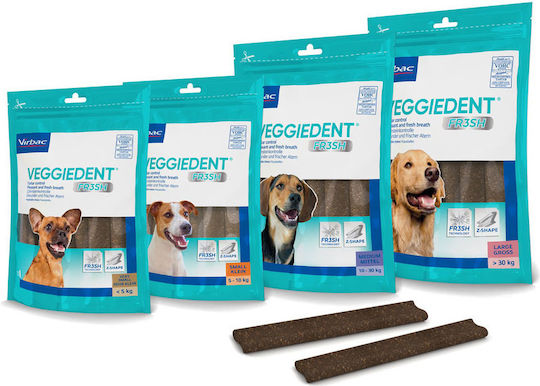 Virbac VeggieDent Fresh Medium Bay Leaf Mint Dog Dental Stick against Bad Breath for Medium Breeds 224gr 15pcs