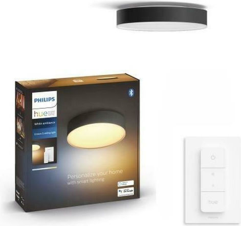 Philips Smart Deckenleuchte 26.1cm Schwarz mit Integrierter LED und Fernbedienung