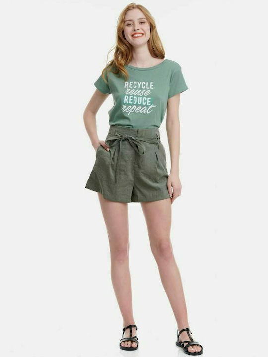 Women's High-waisted Shorts Khaki