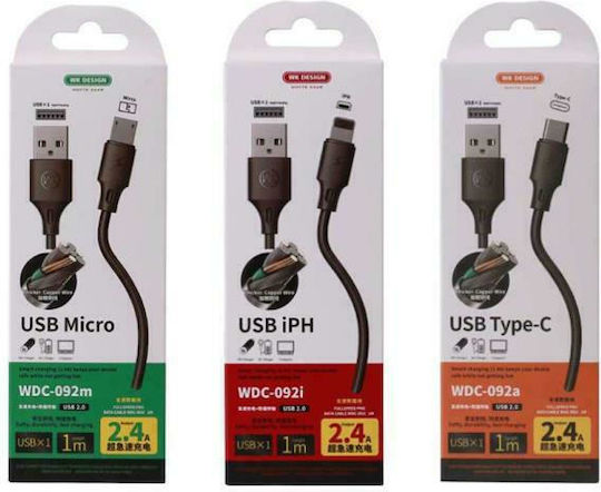 WK WDC-092 USB-A to Lightning Cable Black 1m