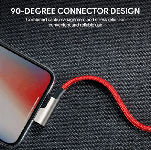 Aukey CB-AL01 Unghi (90°) / Braided USB-A la Cablu Lightning Roșu 2m