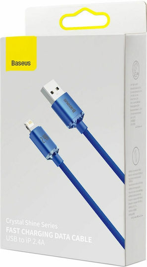 Baseus Crystal Shine Плетена USB-A към Lightning кабел Син 1.2м (CAJY000003)