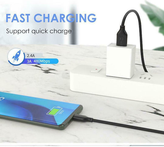 Cabletime C160 USB 2.0 Kabel USB-C männlich - USB-A 15W Schwarz 1m