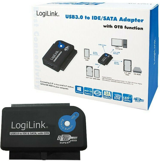 LogiLink AU0028A USB 3.0 to IDE & SATA Adapter with One Touch Backup Μαύρο