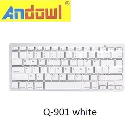 Andowl Q-901 Ασύρματο Bluetooth Πληκτρολόγιο Αγγλικό US Λευκό